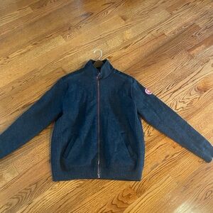 Men's Dark Navy Full-Zip Knit Jacket